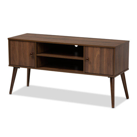 Alard Mid-Century Walnut Brown Finished 2-Door Wood TV Stand -  BAXTON STUDIO, 159-9850